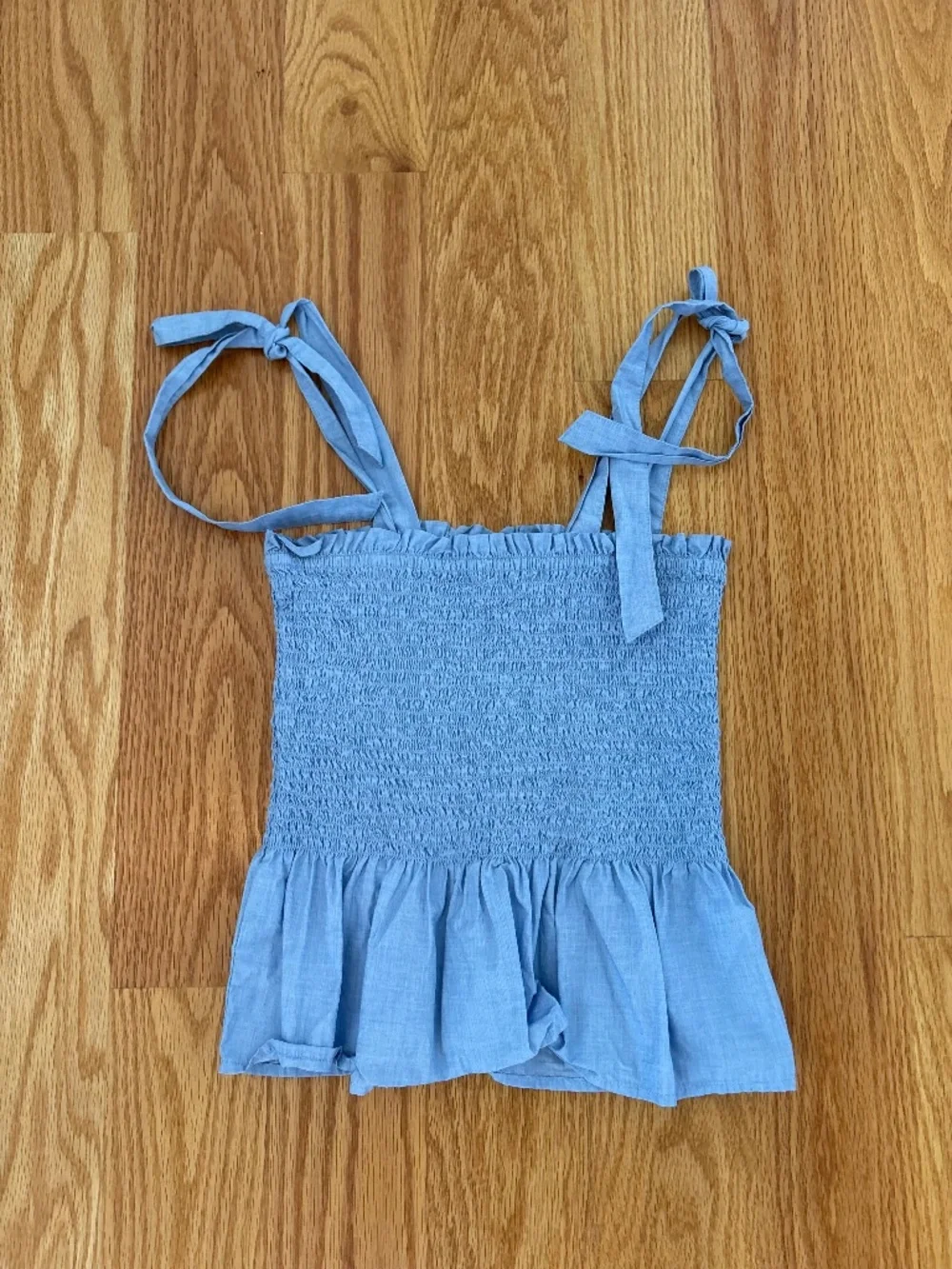 J crew smocked tie shoulder top